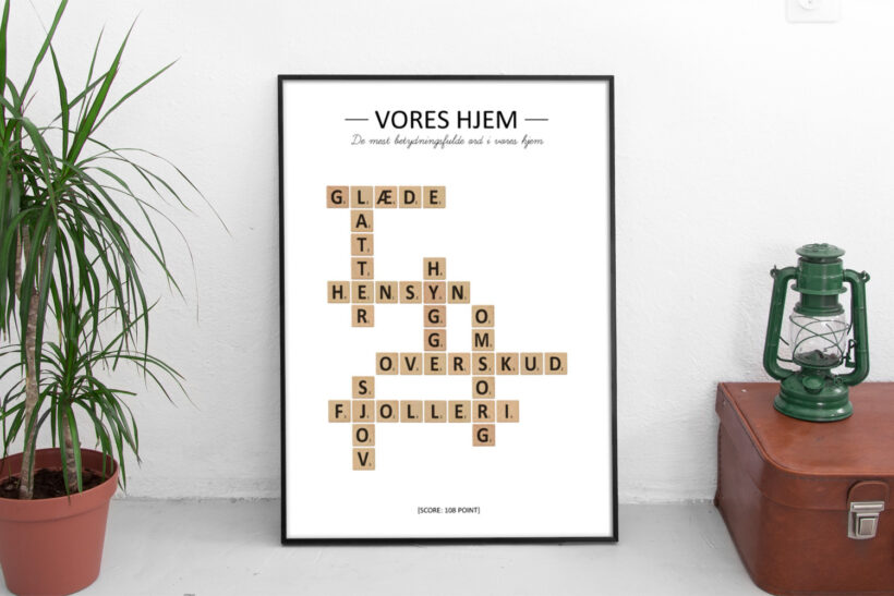 Scrabble-plakat fra Designomaten